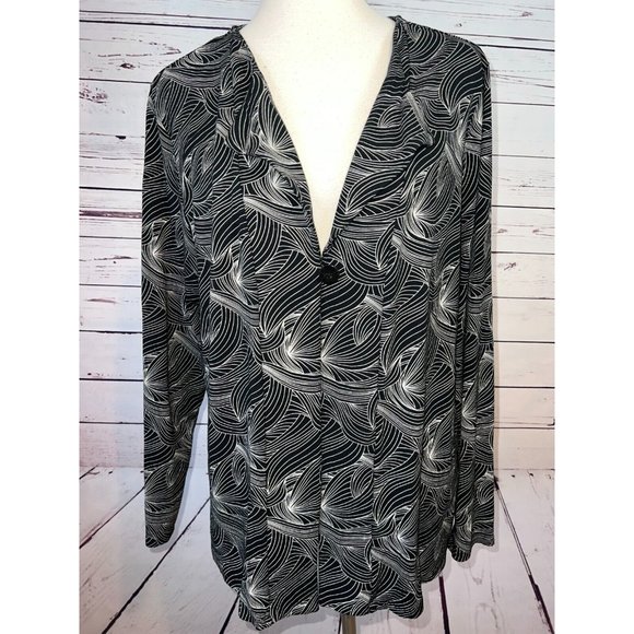 J Jill Wearever Collection Cardigan Sweater XL extra large Stretch Geometric J. - Picture 8 of 10